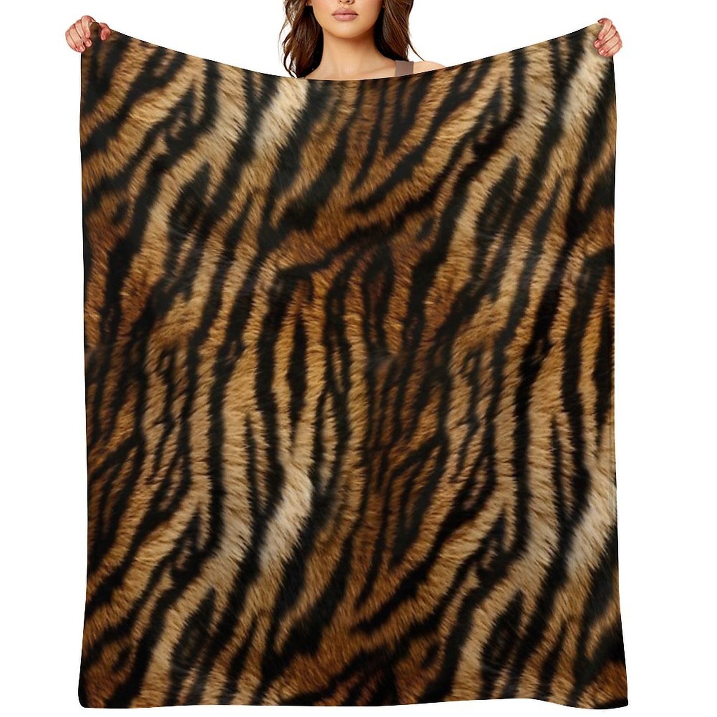 Tiger Africa Realistic Fur Print Pattern Eco-conscious Throw Blanket