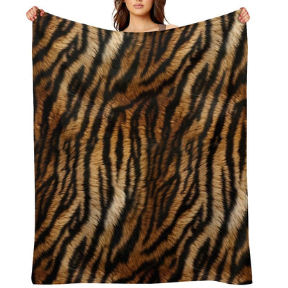 Tiger Africa Realistic Fur Print Pattern Eco-conscious Throw Blanket