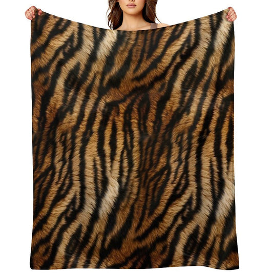 Tiger Africa Realistic Fur Print Pattern Eco-conscious Throw Blanket