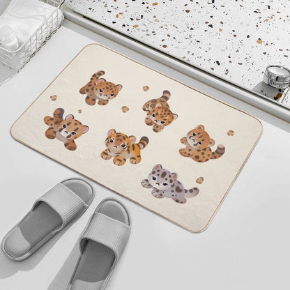 The Year of Big Cat Cubs - Beige  Easy To Clean Bath Mat