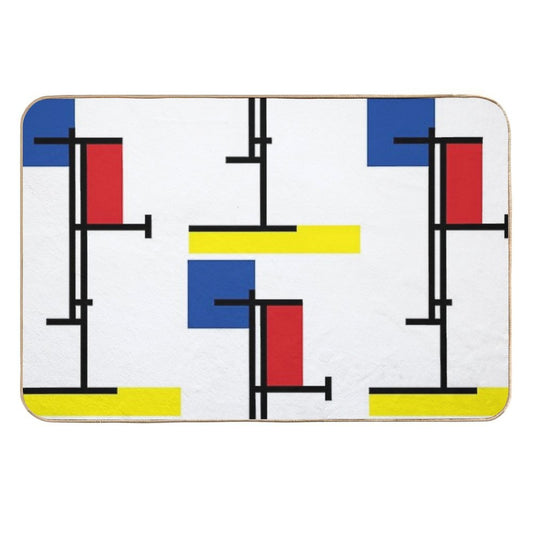 Mondrian Minimalist De Stijl Modern Art III © Fatfatin  Stain-Proof Bath Mat