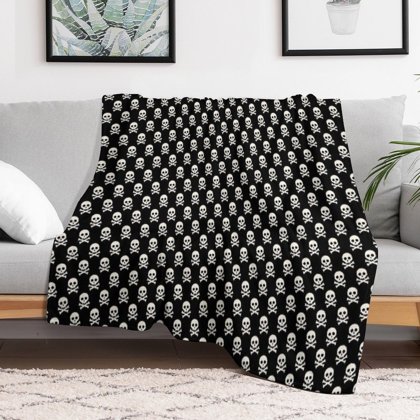 Skull N Bones Pattern Sustainable Throw Blanket