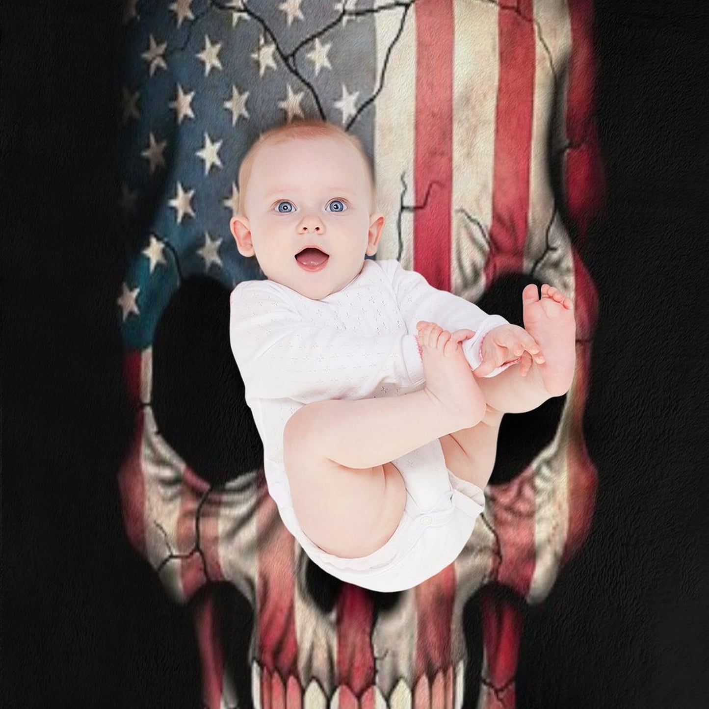 American Flag Skull Comfort Throw Blanket