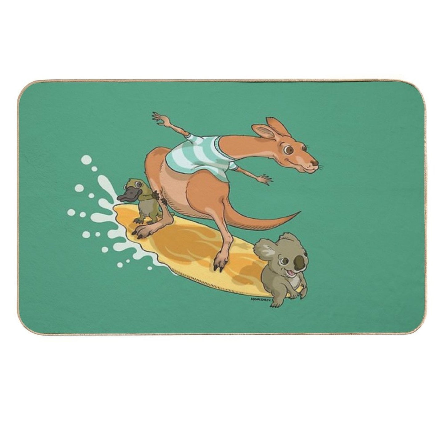 Surfing Kangaroo And Friends  Easy To Clean Bath Mat