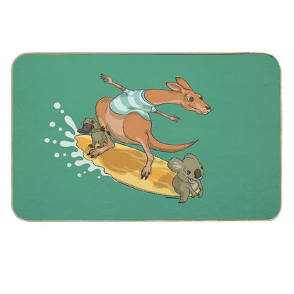 Surfing Kangaroo And Friends  Easy To Clean Bath Mat