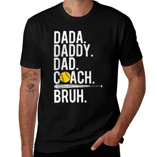 Dada Daddy Dad Bruh Vintage Softball Coach Dad Family Humor  Wrinkle-resistant T-Shirt