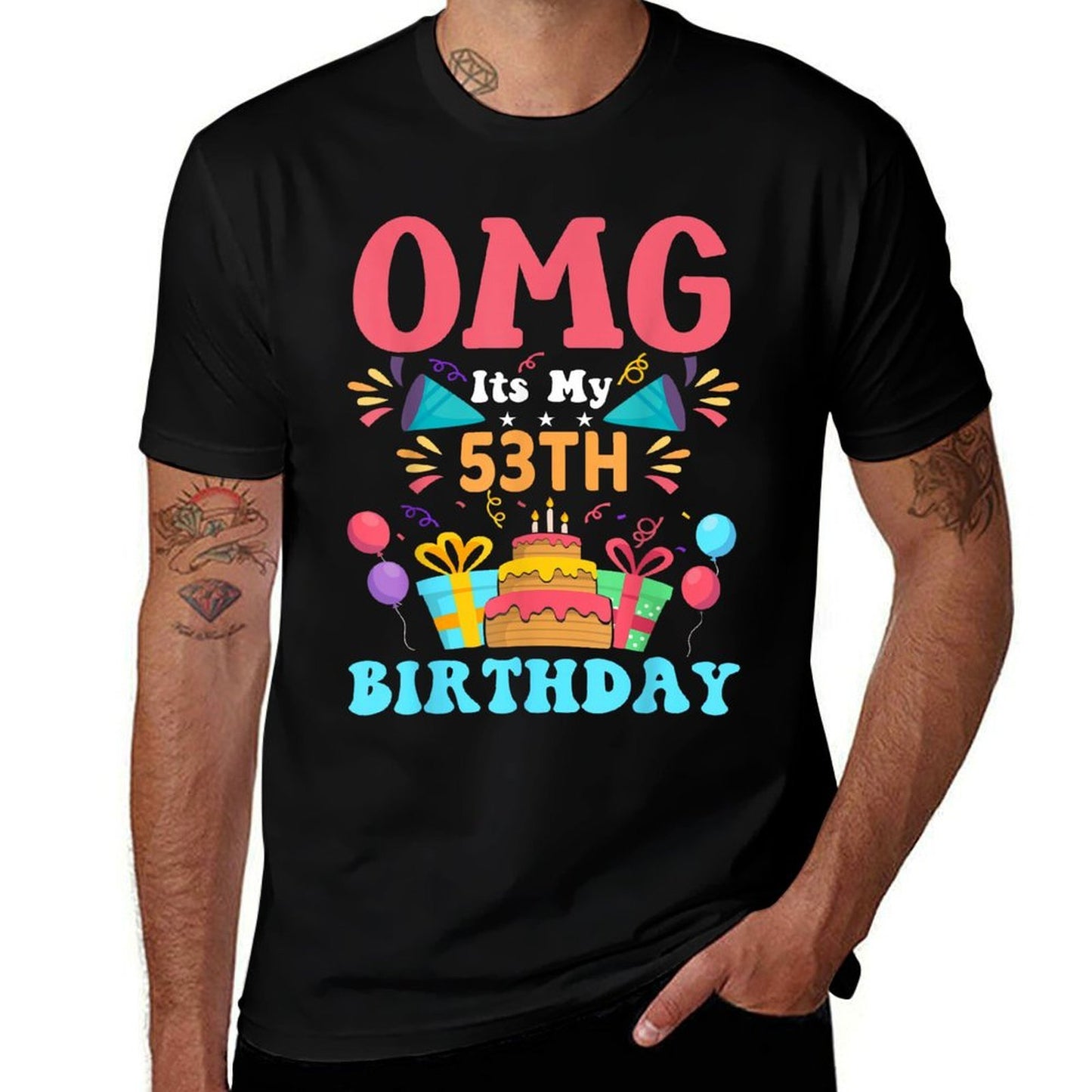 53 Year Old Birthday Party Gift Omg Happy 53th Birthday  Polyester Blend T-Shirt