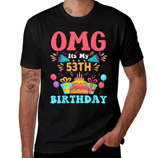 53 Year Old Birthday Party Gift Omg Happy 53th Birthday  Polyester Blend T-Shirt