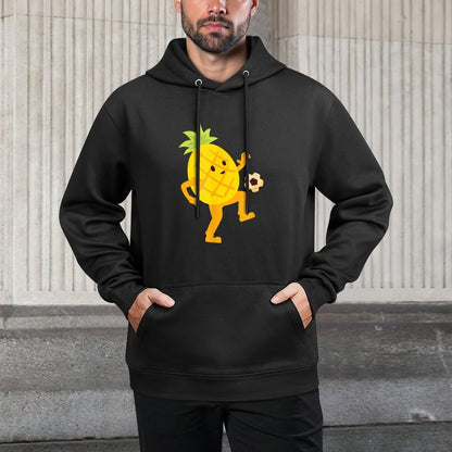 Pineapple Playing Soccer Hobby Sports Ball Sports Kangaroo Pocket Hoodie