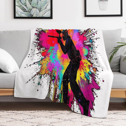 Paintball Logo Game Player Pop Art Graphic Easy Care Throw Blanket