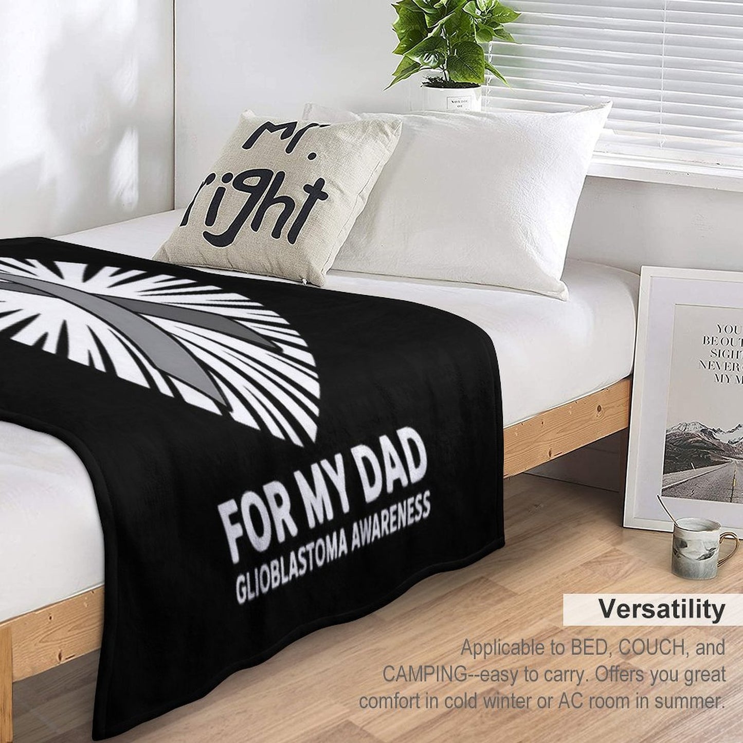 1I Wear Grey For My Dad GBM Glioblastoma Awareness Multi-functional Throw Blanket