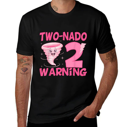 Kids Two-nado Warning 2nd Birthday Pink Tornado Birthday  Eco-friendly Material T-Shirt