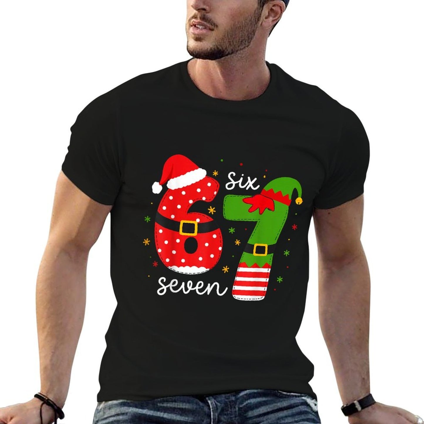 67 Meme Six Seven for Kids Women Men Boys Girls Christmas  Heathered Texture T-Shirt