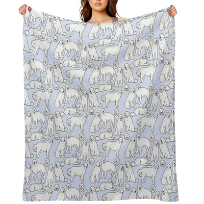 Great Pyrenees Cute Illustration Pattern Quick-dry Throw Blanket