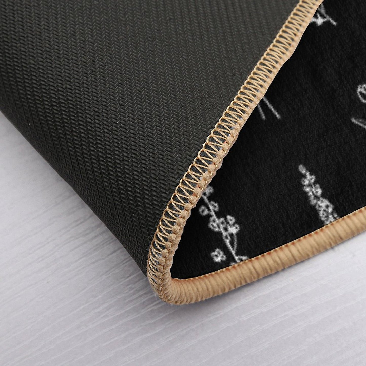 Black Wildflowers Pattern  Fade-Resistant Bath Mat