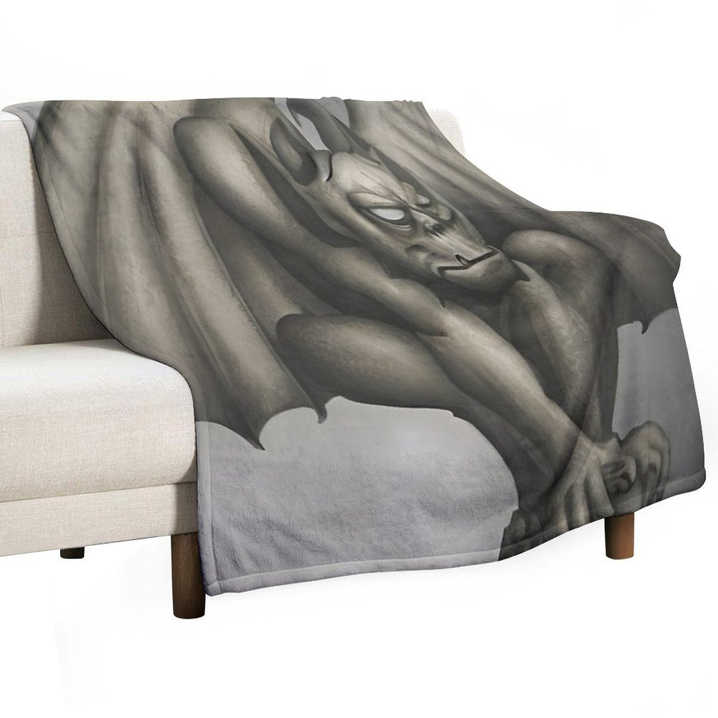 Grotesque Gargoyle Guarding Grandiose Gothicness Plush Throw Blanket