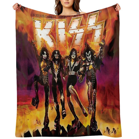 Kiss The Band T Shirt Durable Throw Blanket