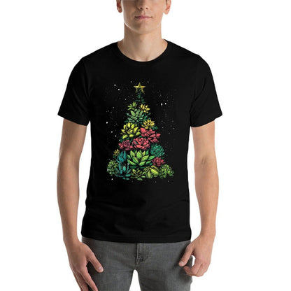Festive Holiday Creative Succulent Christmas Tree Art  Oversized Silhouette T-Shirt