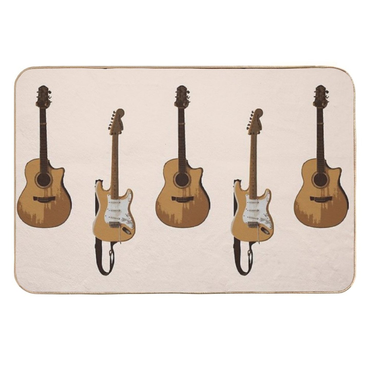 Acoustic And Electric Guitar Pair Durable Bath Mat