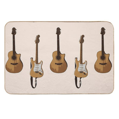 Acoustic And Electric Guitar Pair Durable Bath Mat