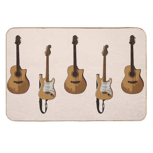 Acoustic And Electric Guitar Pair Durable Bath Mat
