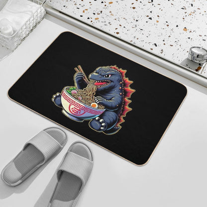 Cute Godzilla Eating Big Bowl Ramen Noodle  Eco-Friendly Bath Mat