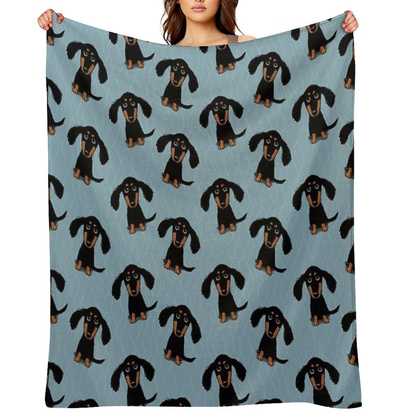 Longhaired Dachshund Black And Tan Puppy Dog Wrinkle-free Throw Blanket