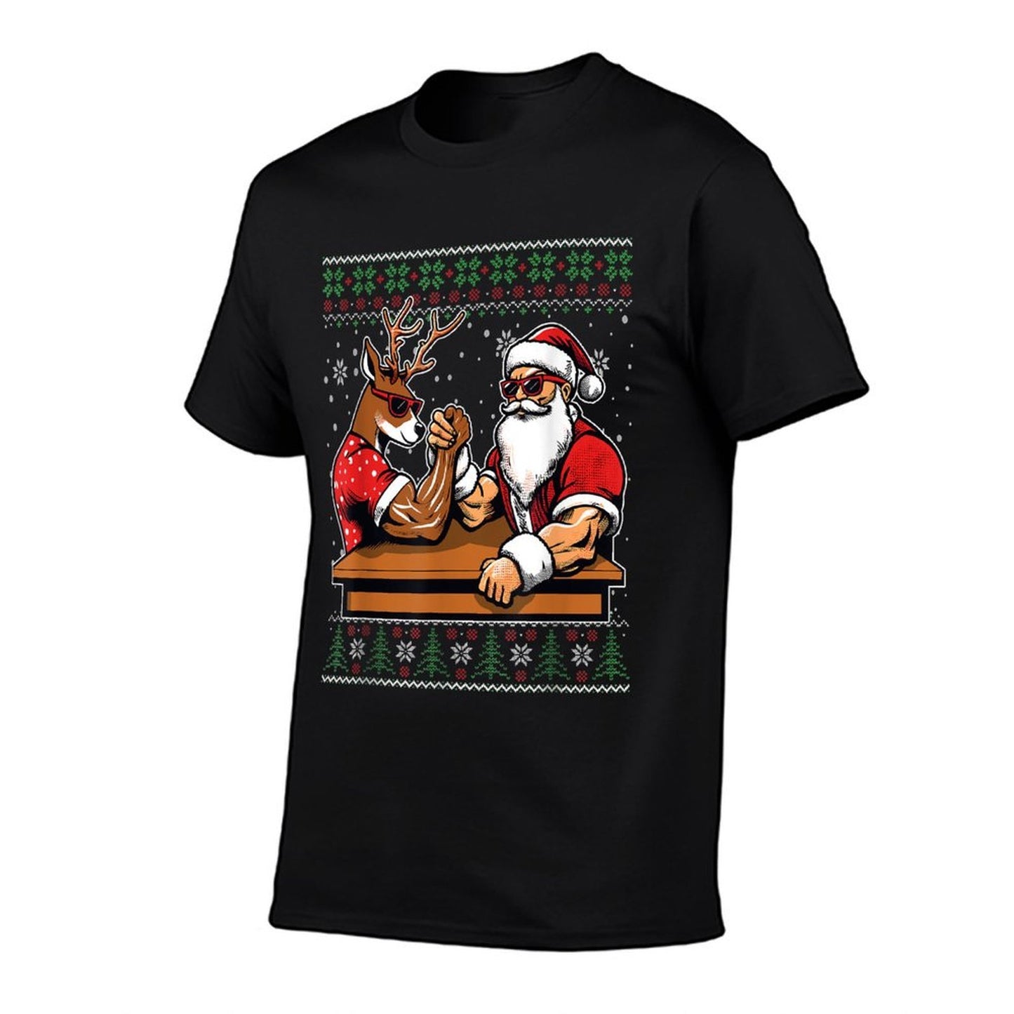 Christmas Santa Arm Wrestling Reindeer Ugly Christmas  Soft T-Shirt