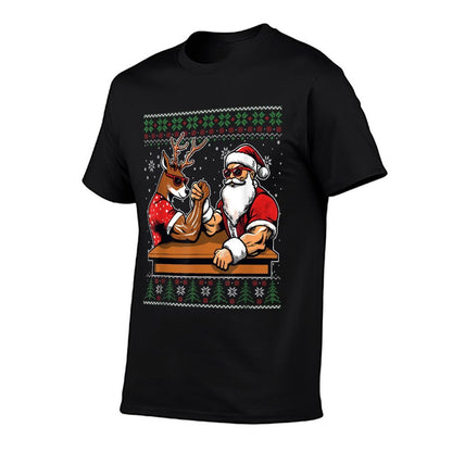 Christmas Santa Arm Wrestling Reindeer Ugly Christmas  Soft T-Shirt