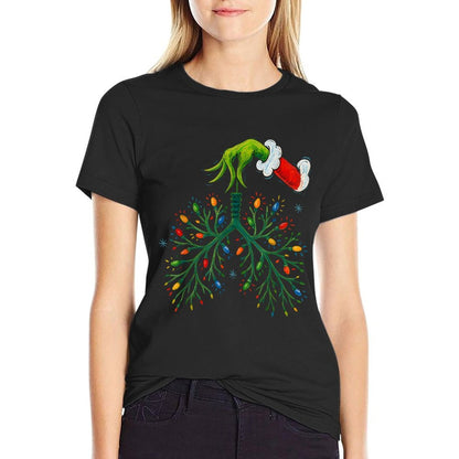 Funny Christmas Lungs Lights Art – RT Holiday  Trendy Pattern T-Shirt