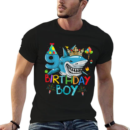 9th Birthday Shark Ocean Theme Party 9 Years Old For Boy  Easy-care T-Shirt