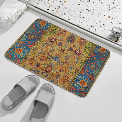Hereke Vintage Persian Silk Rug Print  Absorbent Bath Mat
