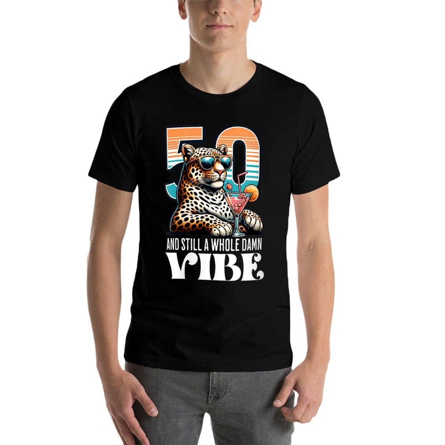 Womens 50 And Still A Whole Damn Vibe – Retro Leopard 50th Birthday  Breathable T-Shirt