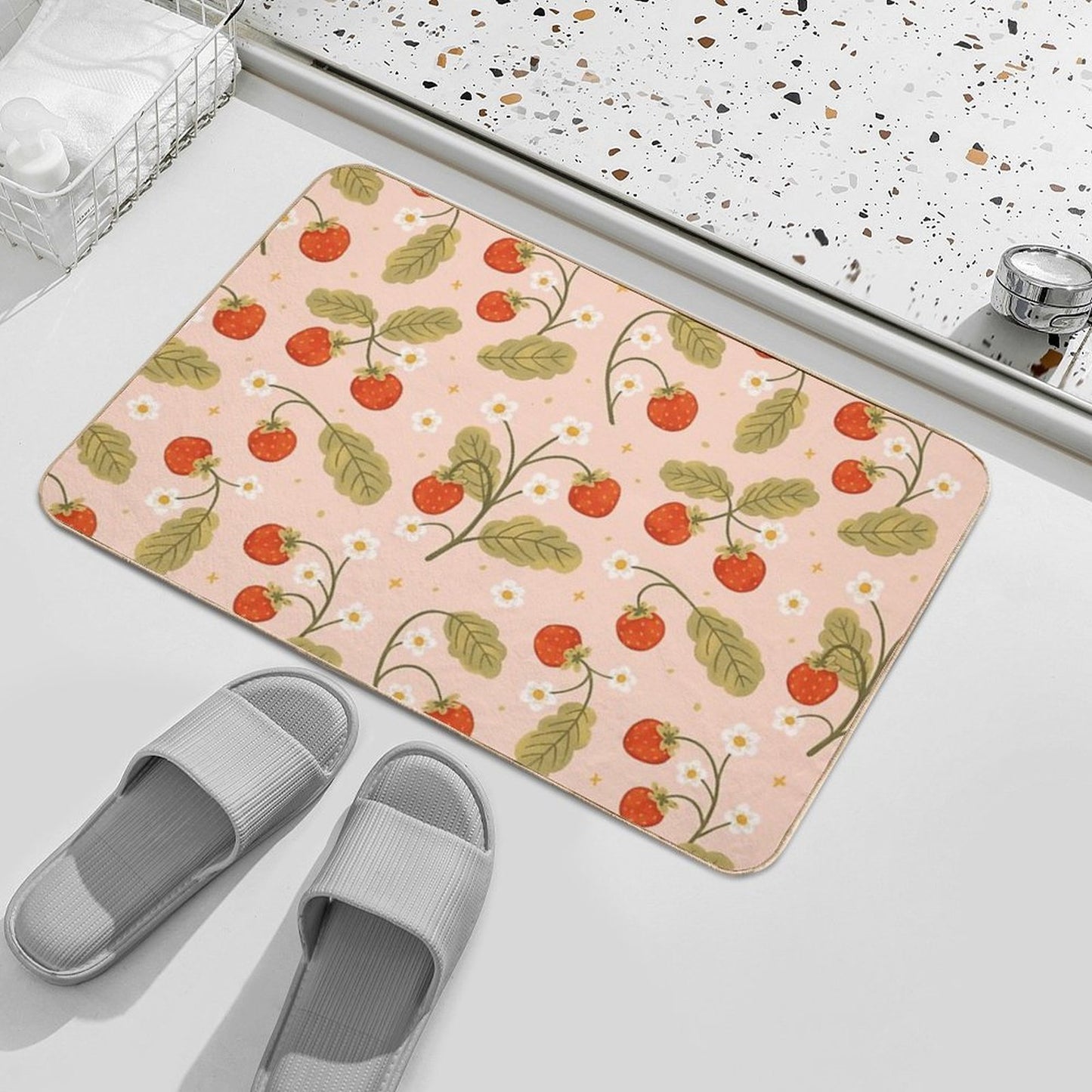 Sweet Strawberries  Non-Slip Bath Mat