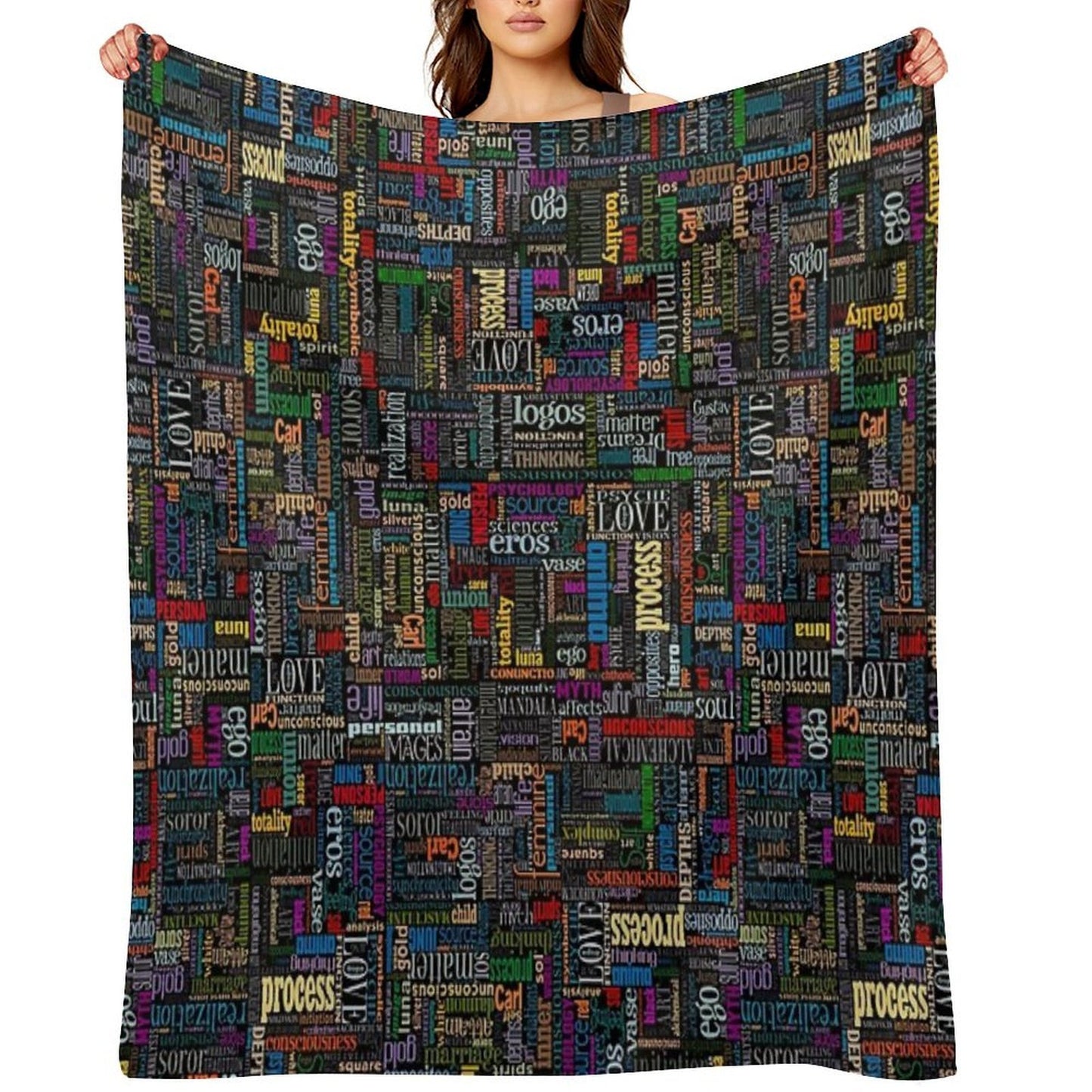 Jungian Psychology Word Cloud Wrinkle-free Throw Blanket