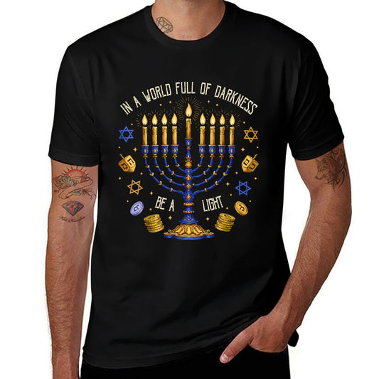 Retro Menorah Be A Light Happy Hanukkah Chanukah Christmas  Quick-drying T-Shirt