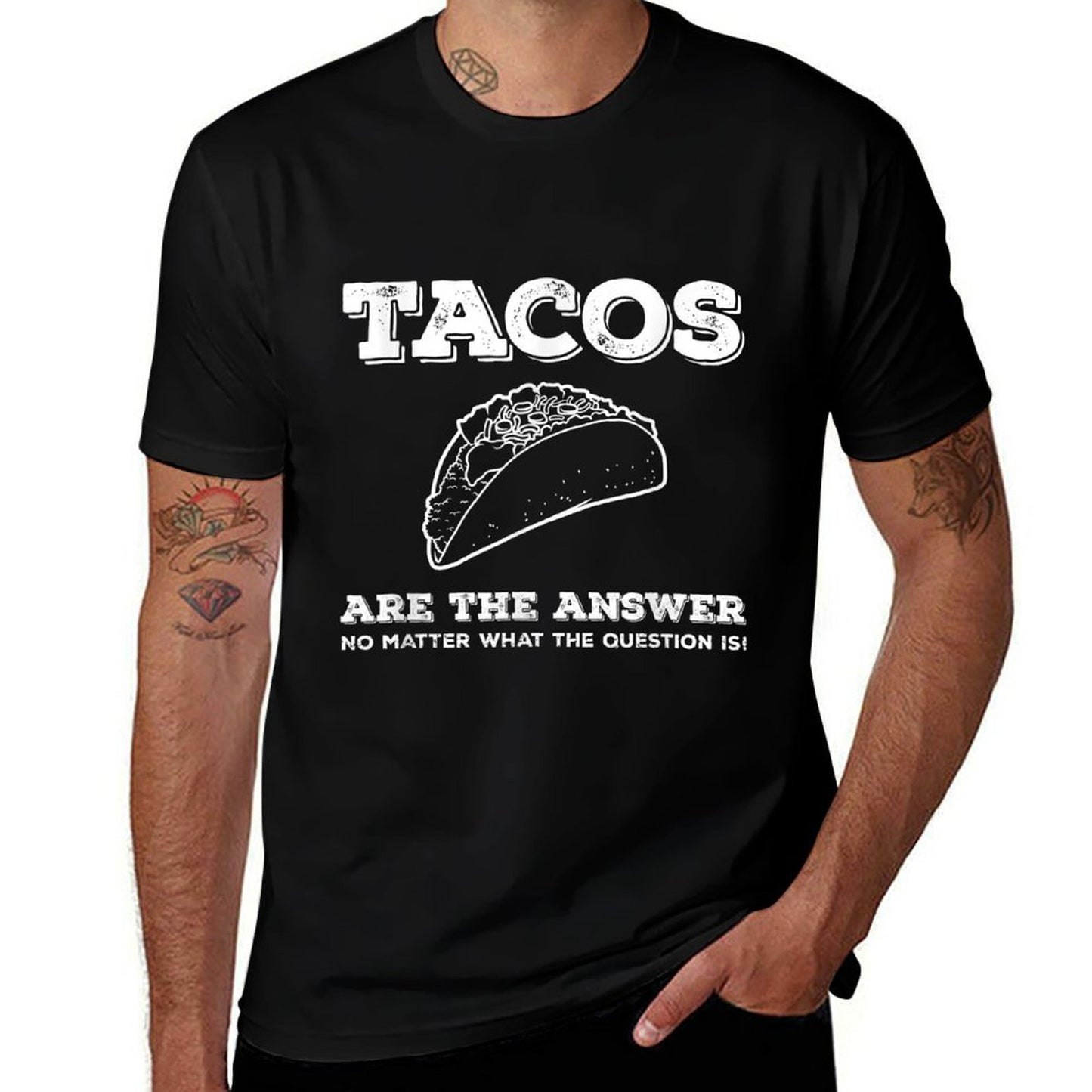 Tacos Are The Answer Funny Saying Taco Lover Gift  Oversized Silhouette T-Shirt