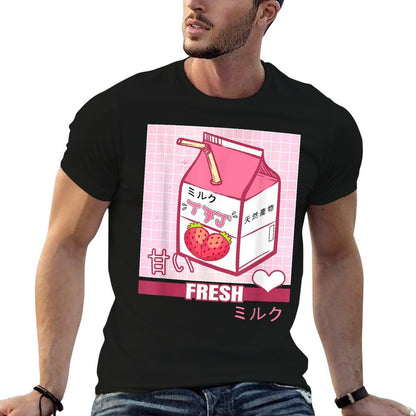 90s Japanese Otaku Gifts Anime Aesthetic Stylish Milk  Vintage-inspired T-Shirt
