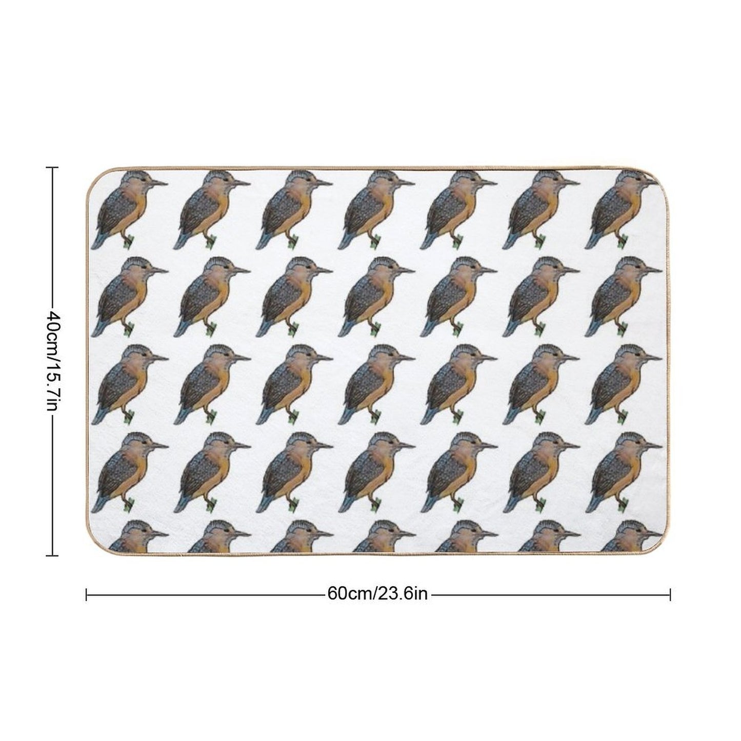 Kingfisher Drawing  Fade-Resistant Bath Mat