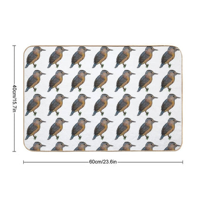 Kingfisher Drawing  Fade-Resistant Bath Mat
