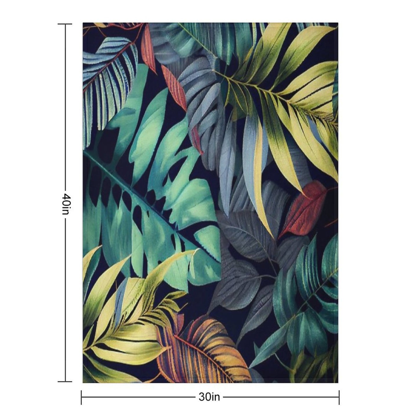 Camryn - Watercolor Leaf Leafs Abstract Painting Pattern in Green, Black, Brown, White Yellow, Blue, Cream, Light Easy Care Throw Blanket