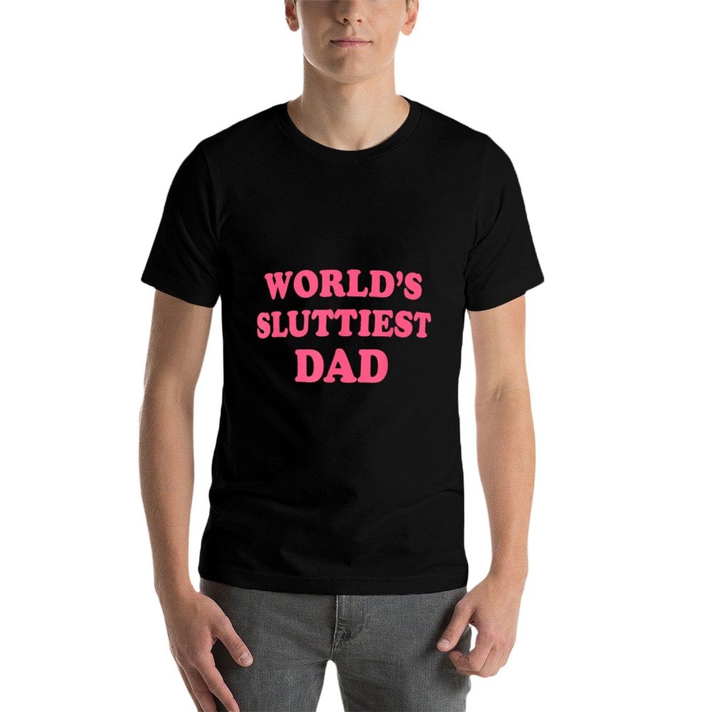 Worlds Sluttiest Dad, Funny Meme Costume For Anniversary  Rolled Sleeves T-Shirt