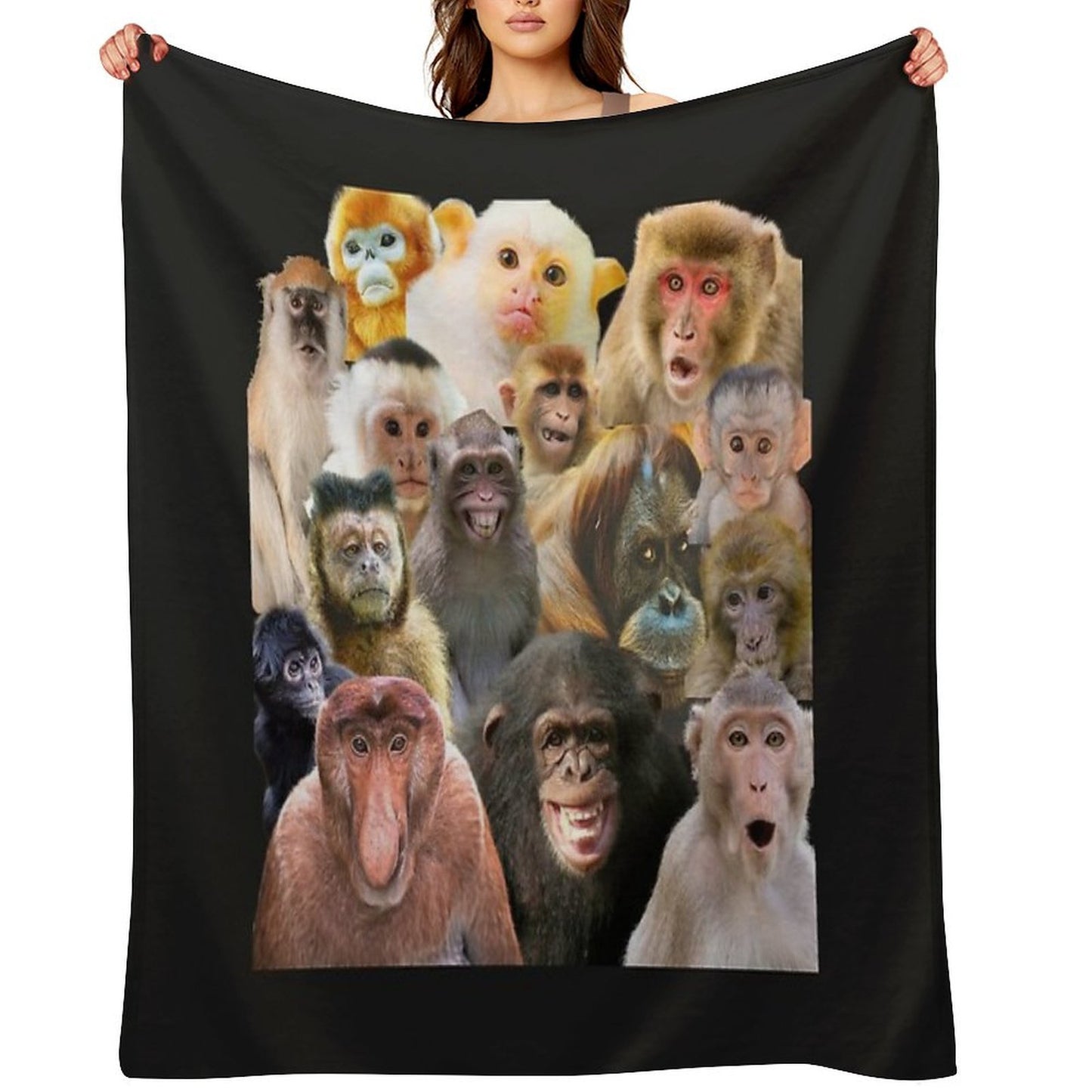 Monkies Smiles Sustainable Throw Blanket