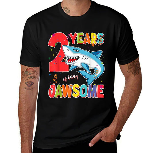 2 Year Old Boys Kids JawSome Shark 2nd Two Year Birthday  Easy-care T-Shirt