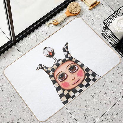 The Harlequin Girl And Crow  Odorless Bath Mat