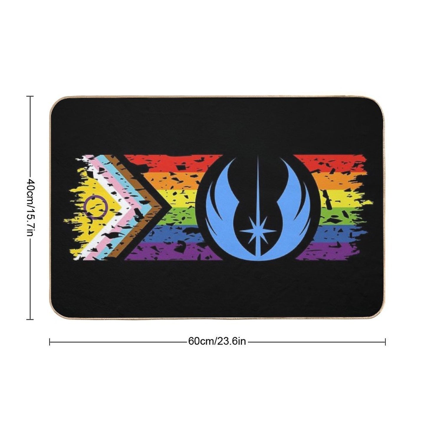 Star Pride - Jedi on Distressed Inclusive Progress Pride Flag (Dark)  Absorbent Bath Mat