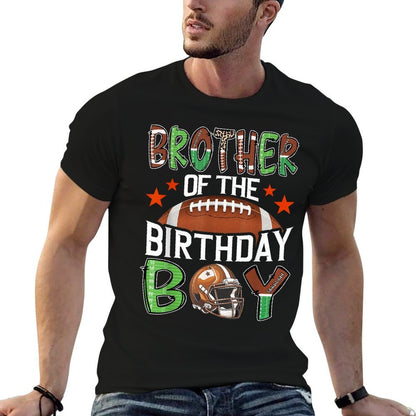 Brother Of The Birthday Boy Game Day Football  Rolled Sleeves T-Shirt