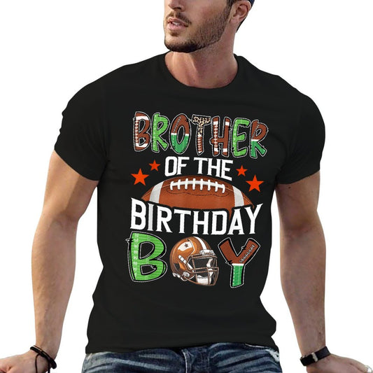 Brother Of The Birthday Boy Game Day Football  Rolled Sleeves T-Shirt
