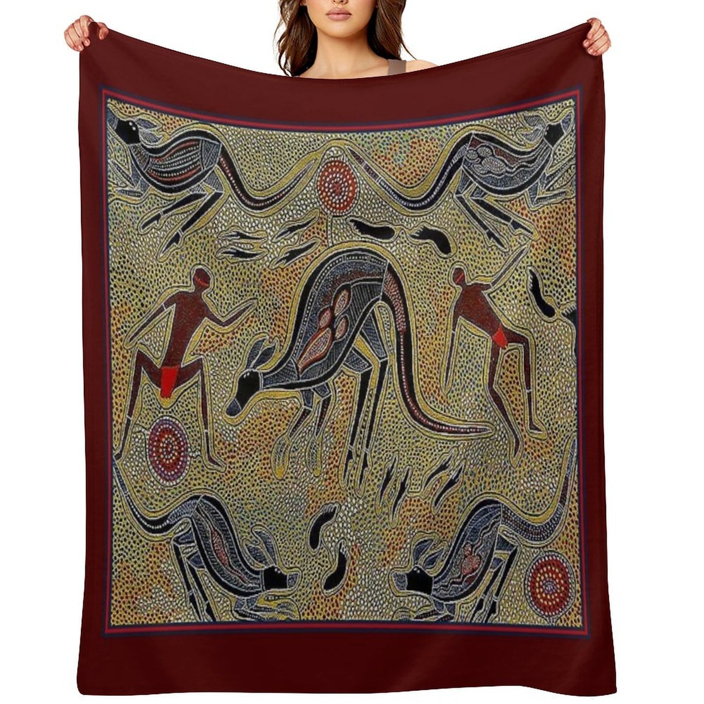AUSTRALIAN ABORIGINAL  Vintage Art Print All-season Throw Blanket