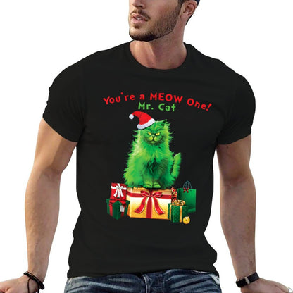 Youre A MEOW One Mr. Cat Christmas Holiday Funny  Ribbed Collar T-Shirt